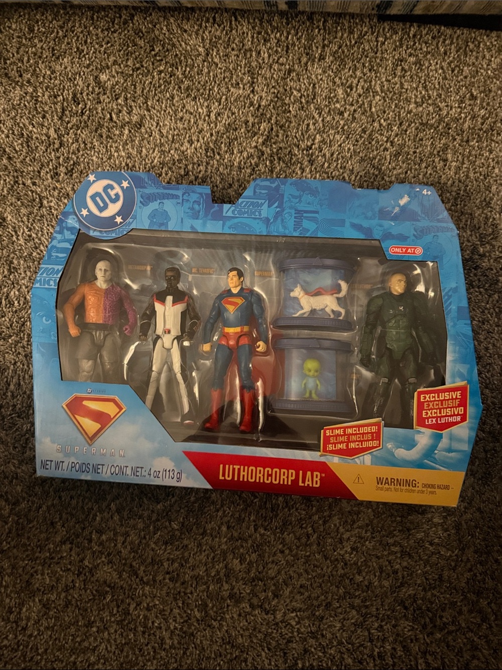 DC Superman Luthorcorp Lab Action Figure Set - Blue, Red, White, Black, Green